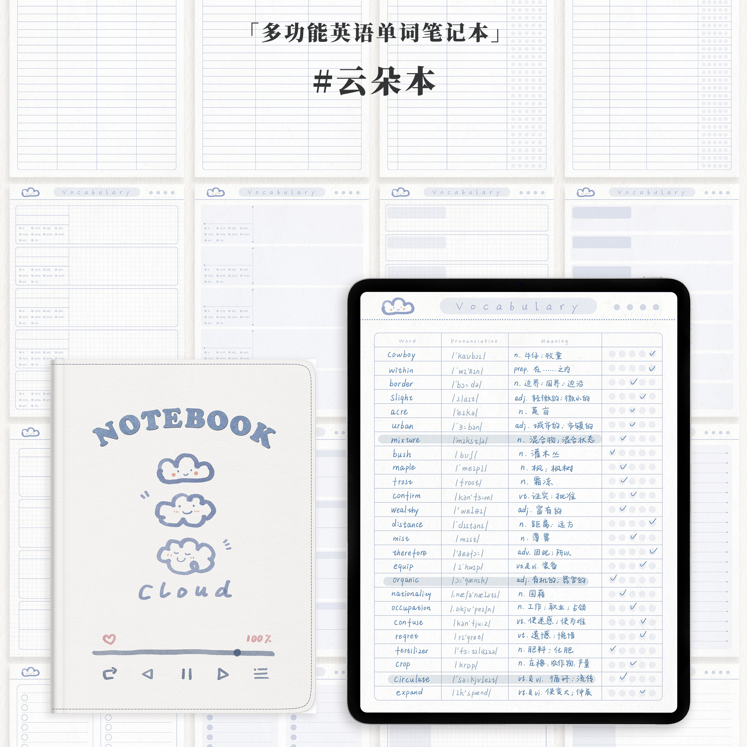 ipad英语单词学习笔记模板四六级艾宾浩斯goodnotes/notability - 图1