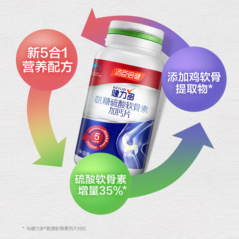 汤臣倍健君康达专卖店2瓶96片汤臣倍健健力多氨糖硫酸软骨素加钙关节钙片中老年补钙0