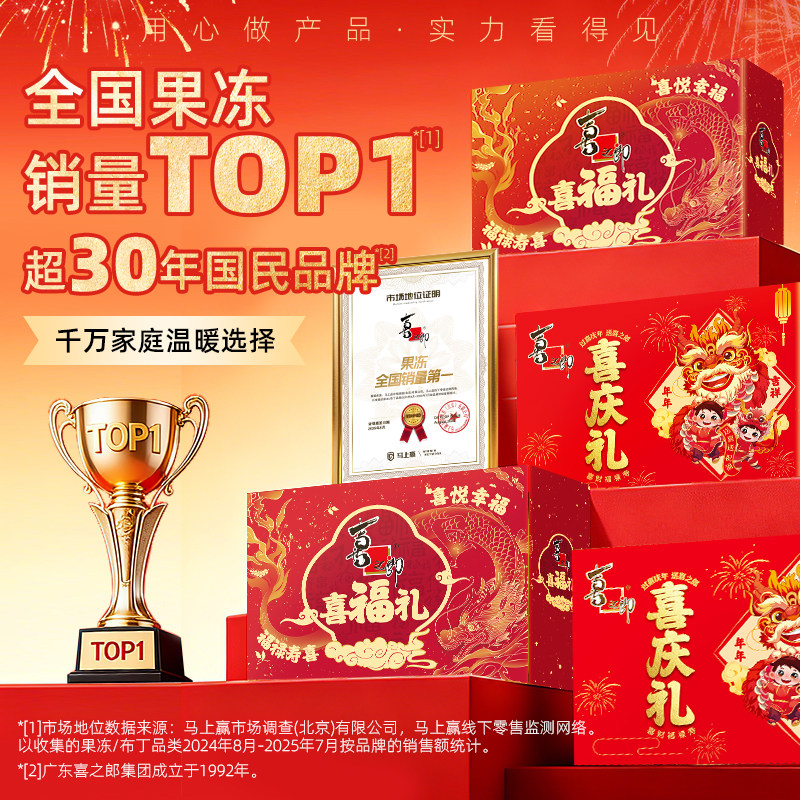【付定！超级年货节】喜之郎新年礼盒*3盒果冻儿童休闲零食大礼包,淘宝优惠券,粉丝福利购,淘宝优惠卷