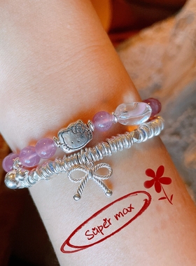 原创小众设计款纯银s925银圈盘缠蝴蝶结棉线手工编织叠戴简约手绳