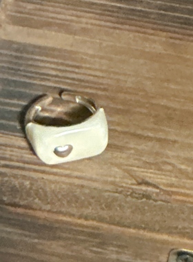 Supermax韩版纯银s925小众设计款滴釉白色爱心方形重工叠戴戒指