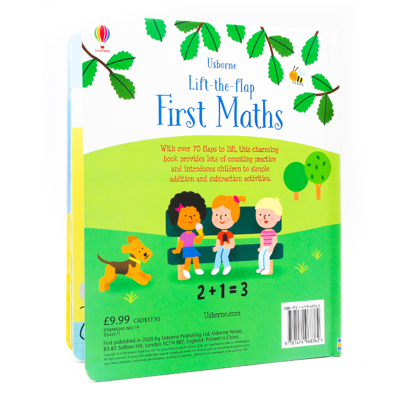 现货Usborne数学认知翻翻书Lift-the-Flap First Maths英文原版绘本幼儿数学启蒙翻翻书亲子读物数字认知早教纸板书撕不烂尤斯伯恩