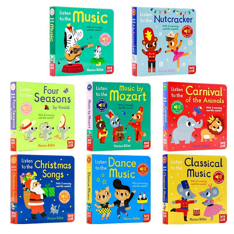 触摸发声书系列英文原版聆听音乐小小音乐厅 四季海边 Listen to the Music Seasons Seaside幼儿童乐感启蒙早教音乐纸板书会发声 - 图0