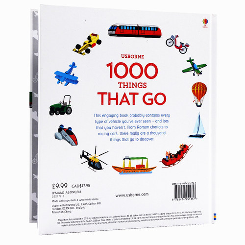 Usborne 1000种交通工具1000 Things That Go英文原版绘本儿童早教益智科普百科课外读物 启蒙英语单词知识认知精装大开图画书 - 图0