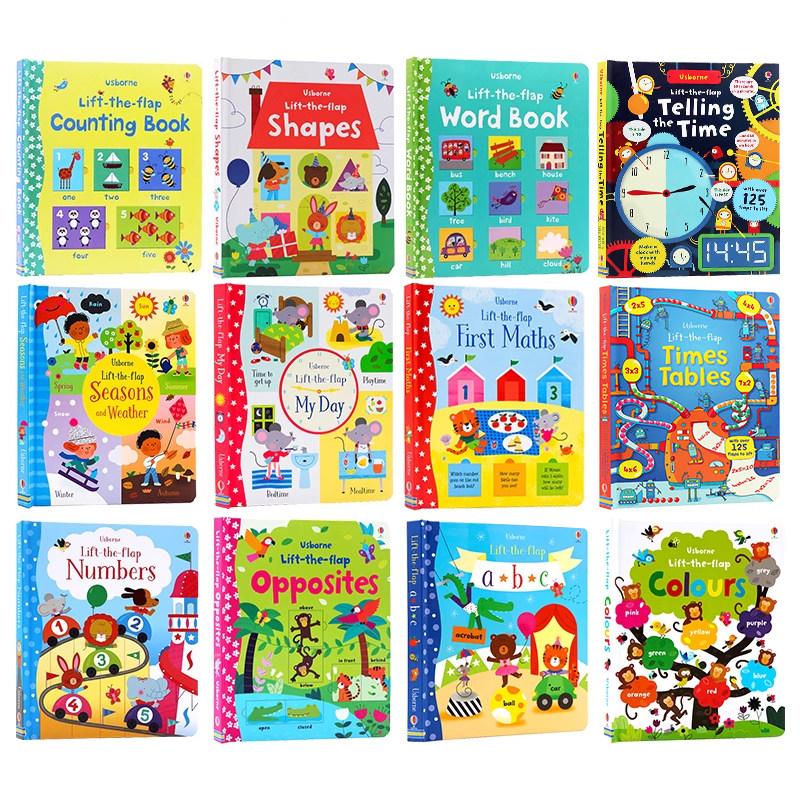 200元4件 Usborne Lift the Flap Numbers Math英文原版绘本元素周期表人体器官字母单词数学颜色英语纸板立体翻翻书 儿童科普百科