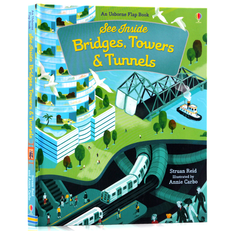 Usborne看里面系列之桥梁塔楼运河 英文原版绘本 See Inside Bridges Towers Tunnels 儿童百科科普翻翻书童书英语早教建筑启蒙 - 图3