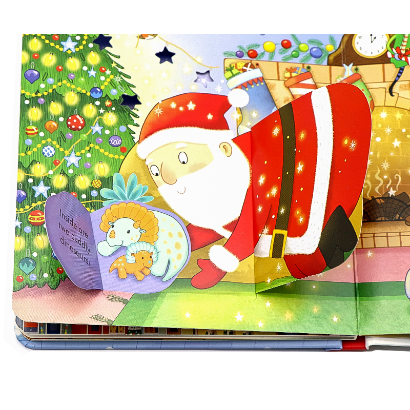 圣诞节系列绘本DK/Usborne出品 英文原版 Peep Inside Merry Christmas 幼儿童启蒙纸板机关翻翻洞洞发光发声书 英语早教亲子读物