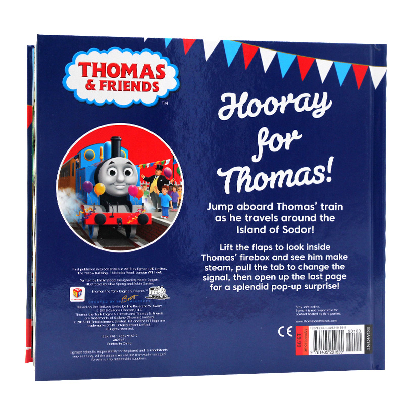 英文原版绘本Thomas and Friends托马斯和他的朋友们系列Hooray For Thomas托马斯万岁幼儿童英语启蒙亲子共读精装纸板翻翻书-图0