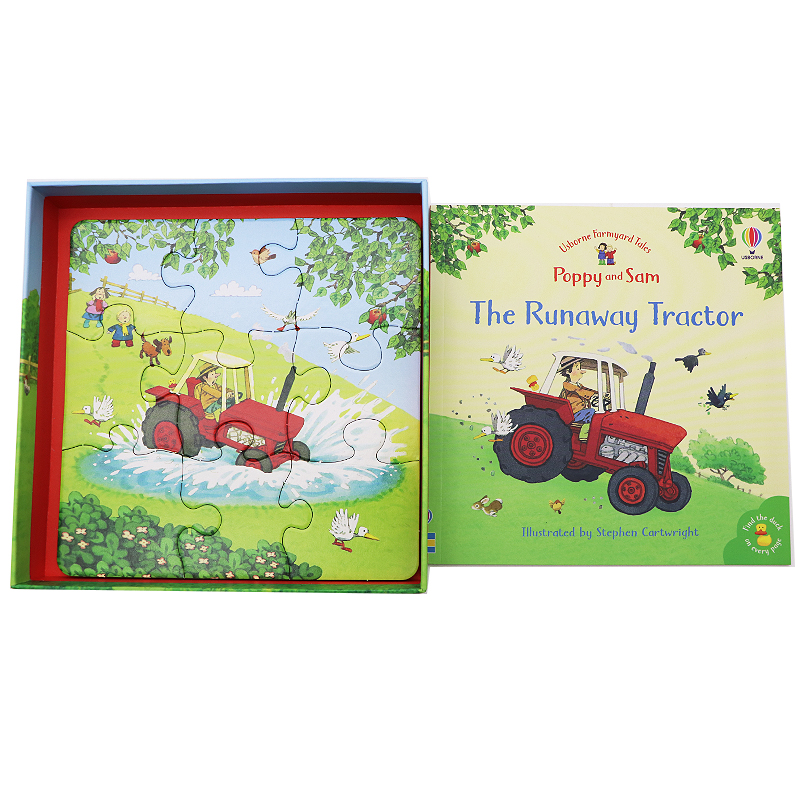 Usborne出品 波比和山姆的书 拖拉机 英文原版 Poppy and Sam’s Book and 3 Jigsaws Tractors 幼儿启蒙认知亲子共读 - 图0