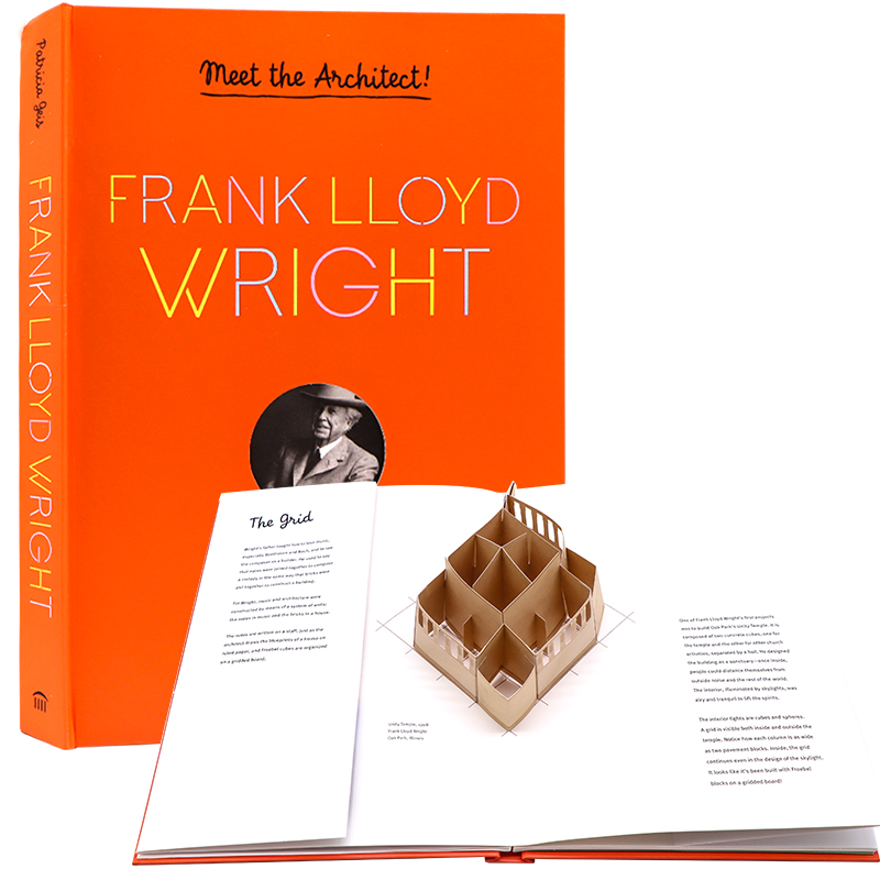 遇见艺术家儿童艺术立体系列弗兰克·劳埃德·赖特Meet the Architect Frank Lloyd Wright英文原版建筑艺术启蒙精装立体翻翻书-图3