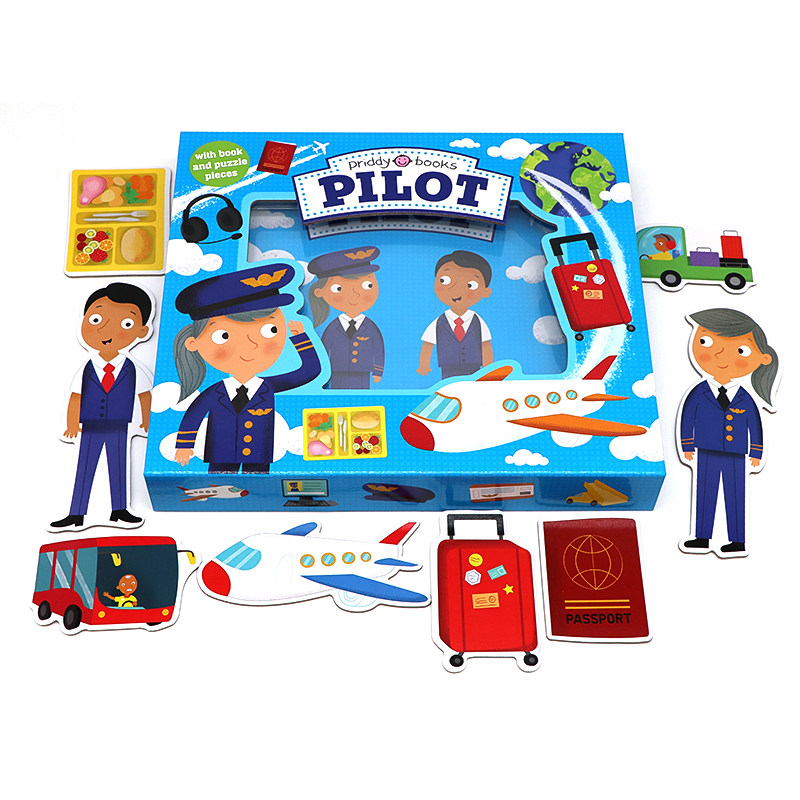 现货 拼图游戏书 飞行员 英文原版绘本Let's Pretend Pilot 角色扮演系列纸板操作书  宝宝益智专注力开发儿童图书 Priddy Books,淘宝优惠券,粉丝福利购,淘宝优惠卷