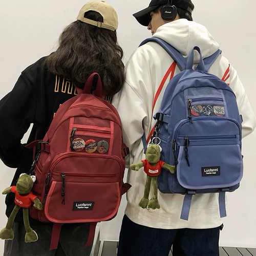 Вместительный и большой мужской тканевый модный школьный рюкзак, универсальная сумка через плечо для отдыха, в корейском стиле