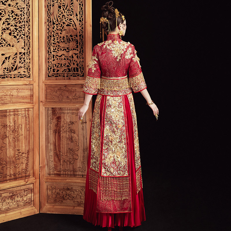 秀禾服新娘2020新款中式秀禾婚纱 唐黛芬旗袍