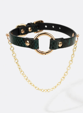 蛇皮纹项圈黑色男女项圈项链颈环