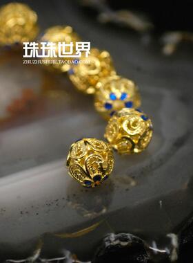 纯银镀金珐琅景泰银散珠