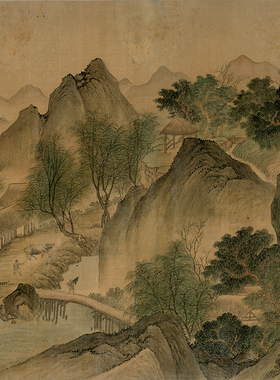清恽寿平湖山春暖卷仿古国画手卷字画礼品长卷山水画名画复制品