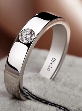 正品莫桑石戒指925银1-2克拉经典男戒结婚订婚钻戒节日礼物情侣款