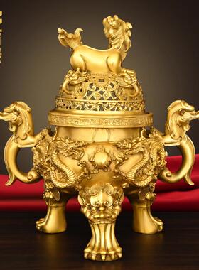 黄铜铸造天狗香炉摆件家居客厅电视柜供桌桌面摆放全铜工艺品装饰