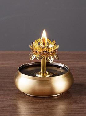 酥油灯灯盏食用香油灯黄铜供佛灯铜碗油灯家用长明灯复古佛前供灯