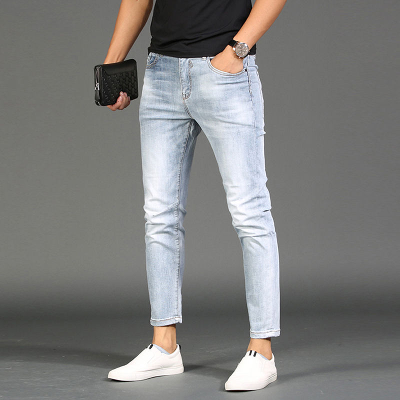 夏季九分修身小脚浅色潮流牛仔裤 范莉泰服饰牛仔裤