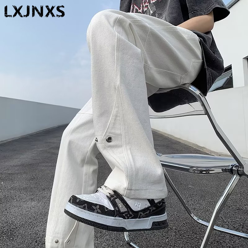 LXJNXS潮牌美式vintage高街微喇叭牛仔裤男女复古设计感vibe裤子
