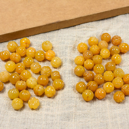 天然黄龙玉莲花南瓜圆珠散珠diy金丝玉配饰配件手工编制手链项链 - 图1