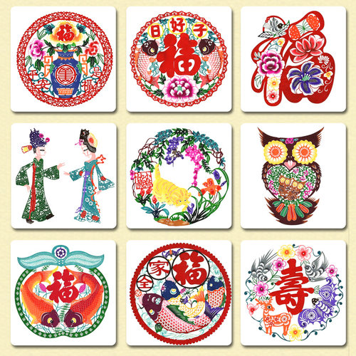 蔚县彩色剪纸画传统单张剪纸窗花民间工艺品家居饰品 - 图2