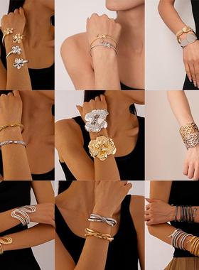 metal 感irregular 几何开口bracelet personality exaggeration