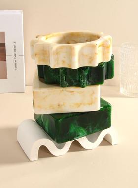 exaggeration 大理石纹波浪形几何方形resin bracelet retro pers