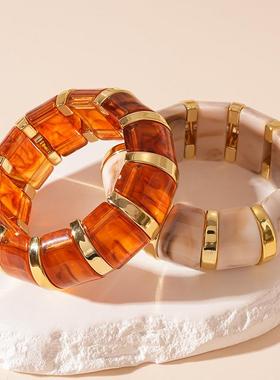 retro 晕染acrylic 弹力bracelet personality exaggeration mini