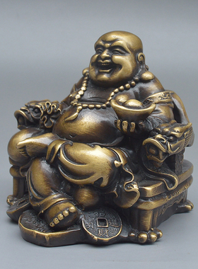 纯铜招财桌面弥勒佛摆件