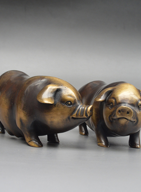 吉祥黄铜办公室桌面物品发财猪