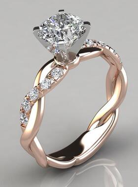 DIWENFU 14K Rose Gold White 1 Carat FL Diamond Ring for Fema