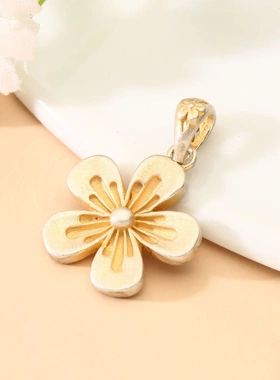 7962号足银990新中式五福描金桃花吊坠国风气质百搭直播爆款