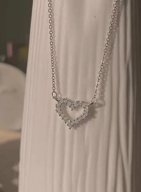 6589号  纯银925镶钻爱心项链轻奢高级感女轻奢小众设计吊坠直播