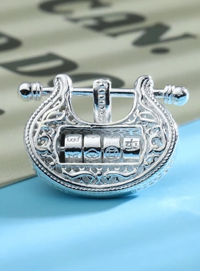 8573号足银990花丝平安富贵吊坠气质大小号锁包送女友情人礼物