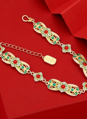 7624号足银990描金珐琅彩宝相花宫廷风手链国风爆款直播爆款