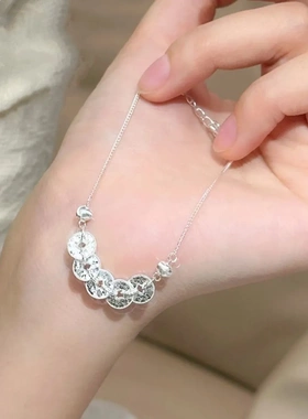 7327号足银999.9银色新中式碎冰冰五帝钱手链国潮直销直播爆款