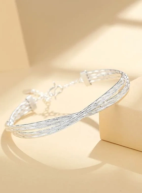 8557号足银999.9手镯女扭丝麻花银镯小众设计气质轻奢节日礼物