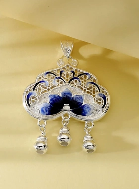 8831号足银990花丝锁珐琅荷花吊坠精致小众花丝工艺直播爆款