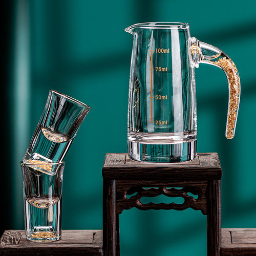 金箔白酒杯分酒器套装家用醒酒器量酒器玻璃小酒杯洋酒红酒分酒壶 - 图0