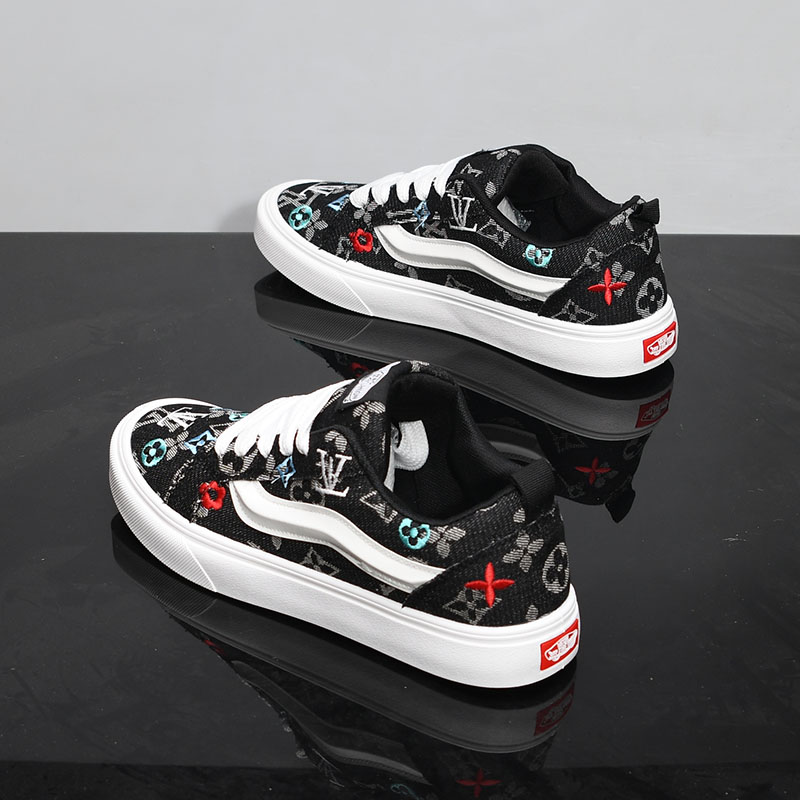 透气帆布滑板鞋男鞋春季小众原创潮牌复古阿甘板鞋情侣运动德训鞋 - 图0