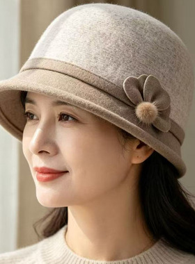 秋冬中老年女加绒保暖渔夫帽