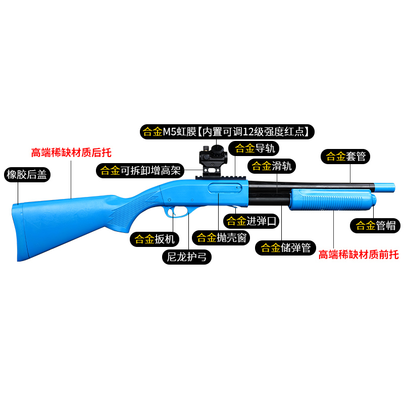 【实木金属】aka870喷子霰弹散弹仿真抛壳软弹枪男孩成人玩具模型-图3