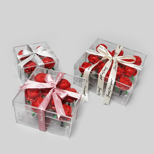 Конструктор, стенд, акриловая подарочная коробка на день Святого Валентина, букет, розы, подарок девушке