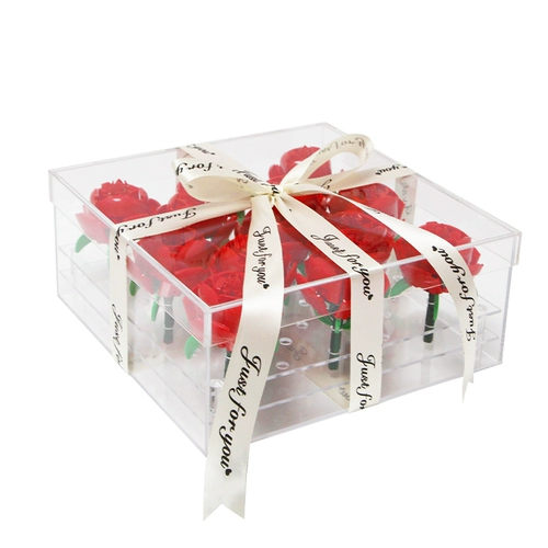 Конструктор, стенд, акриловая подарочная коробка на день Святого Валентина, букет, розы, подарок девушке