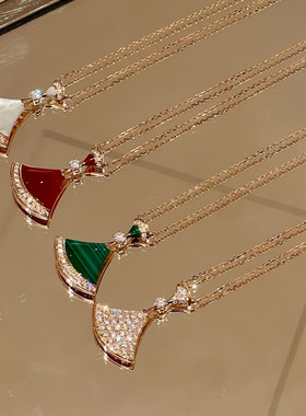 纯银扇形裙子项链轻奢送女友礼物