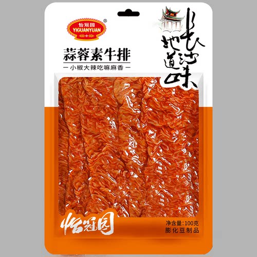 怡冠园蒜蓉素牛排素牛排辣条零食小吃休闲食品湖南特产超市同款 - 图0