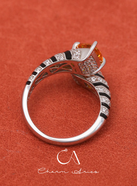 s925银中古风蛇形缠绕芬达色戒指