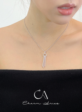 S925纯银女时尚高级长流苏项链